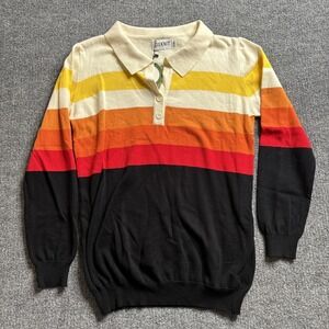 OXKNIT Polo Shirt Men's XL Striped Knit Long Sleeve Retro NWT